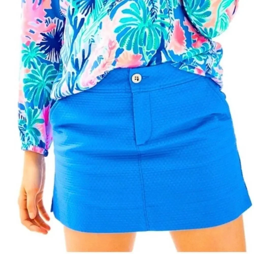 Lilly Pulitzer blue Nicki textured cotton skort skirt with shorts WOMENS 6